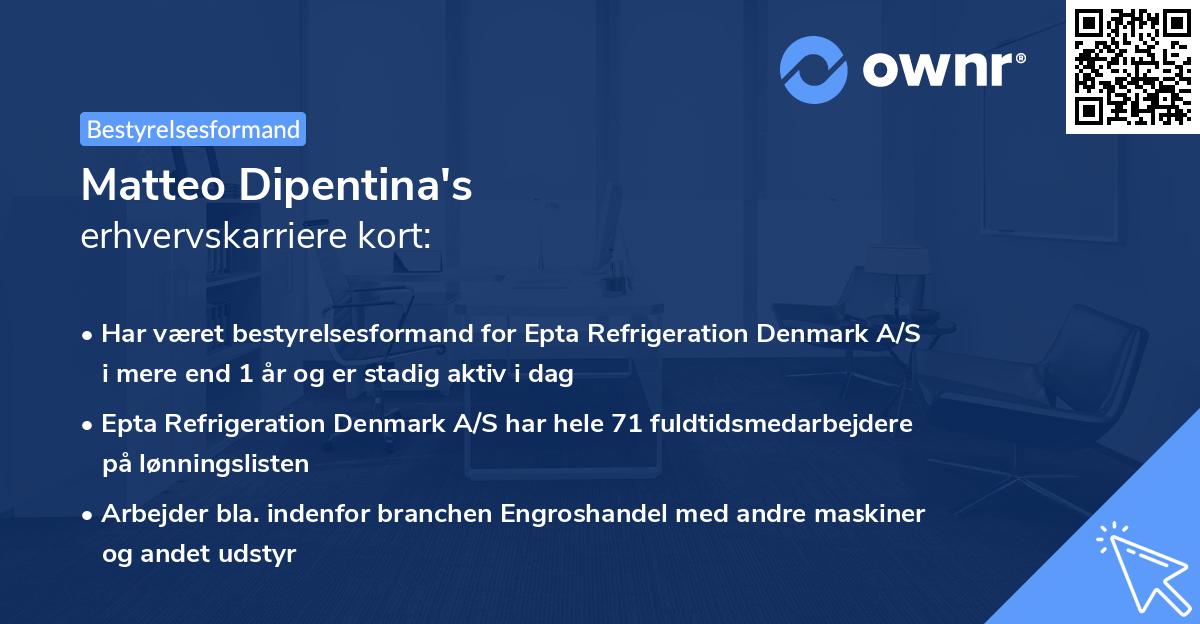 Matteo Dipentina's erhvervskarriere kort