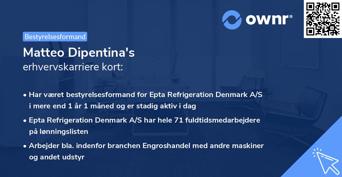 Matteo Dipentina's erhvervskarriere kort