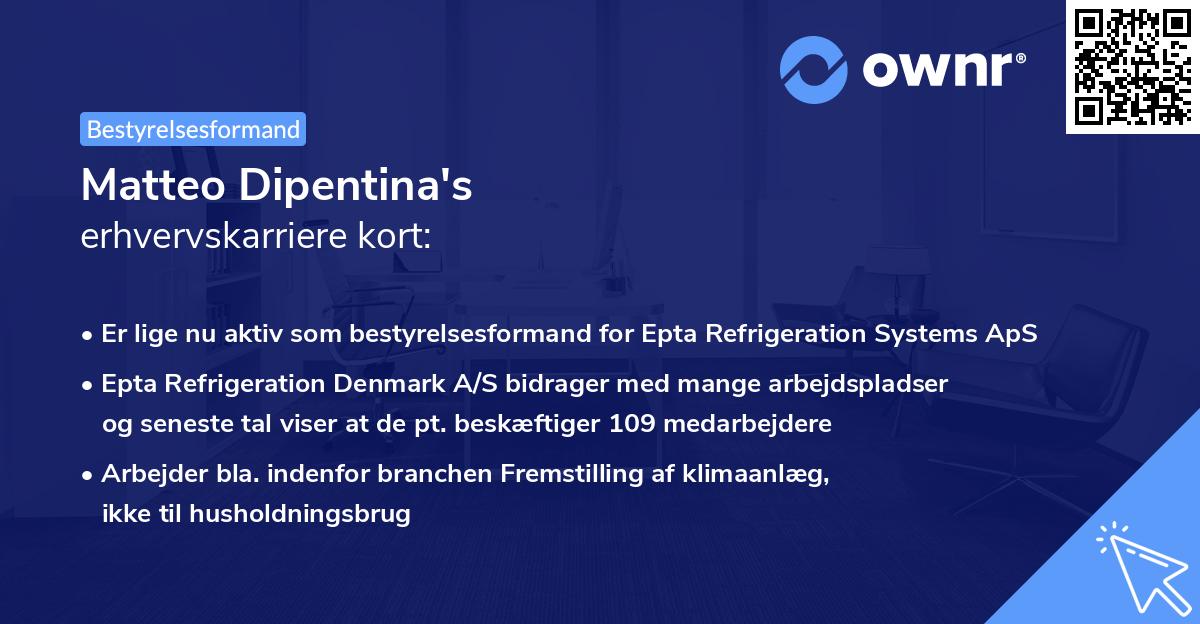 Matteo Dipentina's erhvervskarriere kort