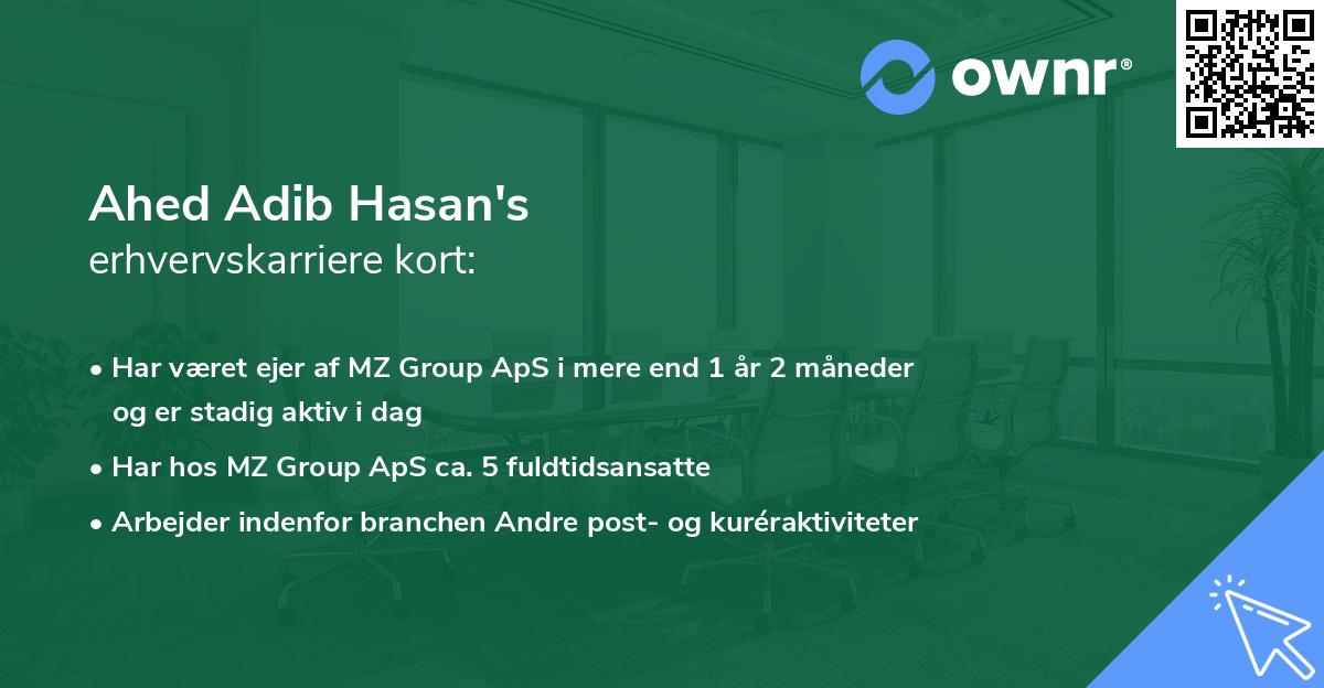 Ahed Adib Hasan's erhvervskarriere kort