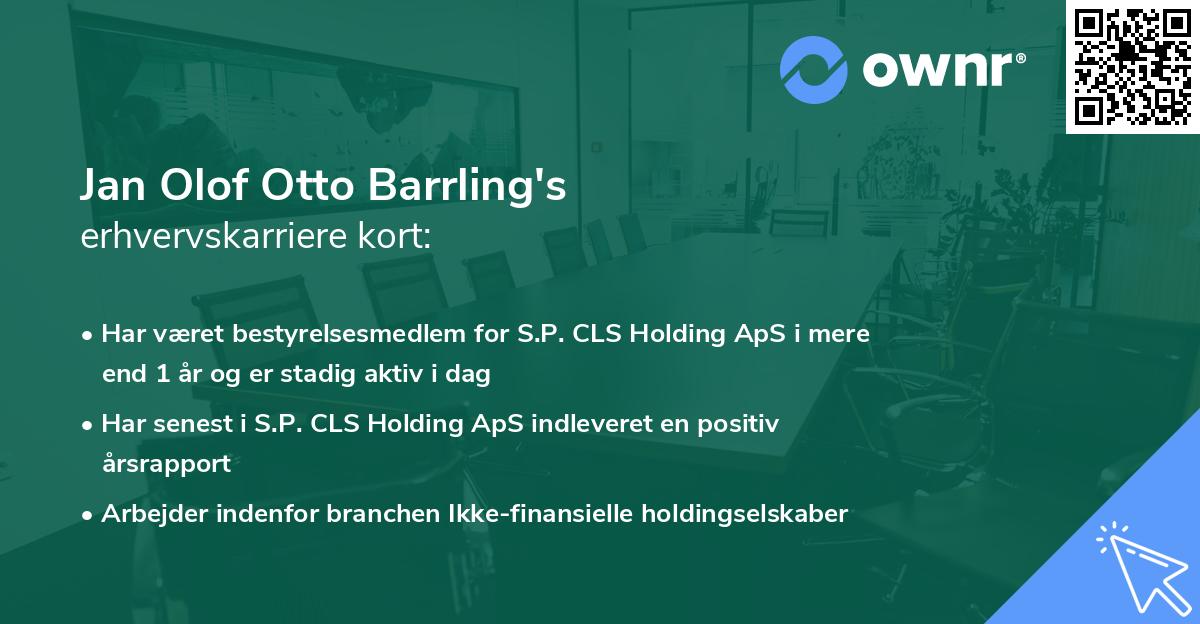 Jan Olof Otto Barrling's erhvervskarriere kort