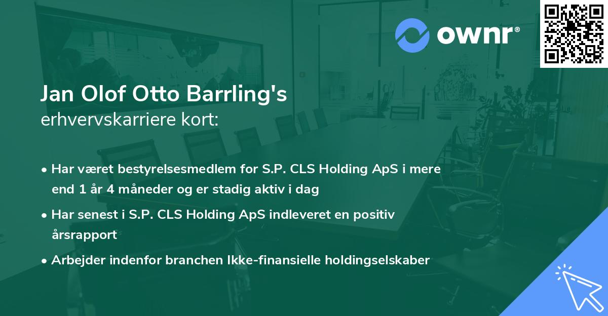 Jan Olof Otto Barrling's erhvervskarriere kort