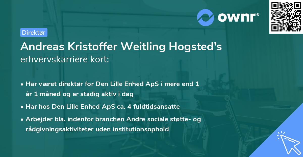 Andreas Kristoffer Weitling Hogsted's erhvervskarriere kort