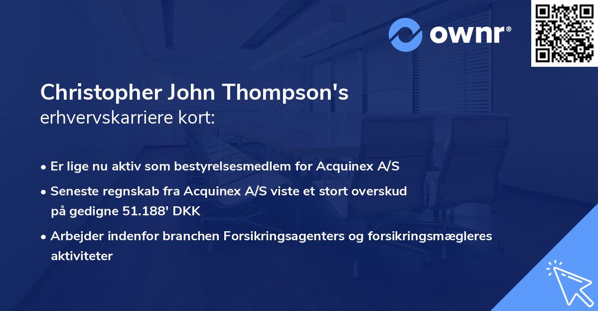 Christopher John Thompson's erhvervskarriere kort