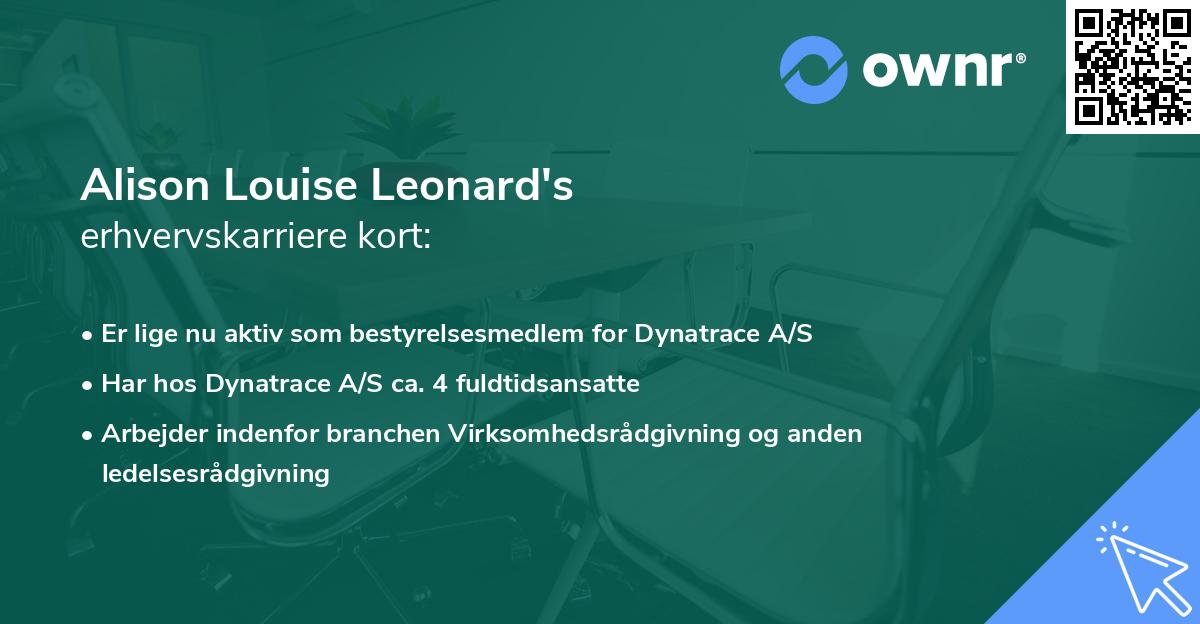 Alison Louise Leonard's erhvervskarriere kort