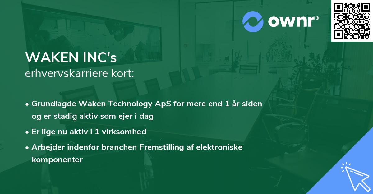 WAKEN INC's erhvervskarriere kort