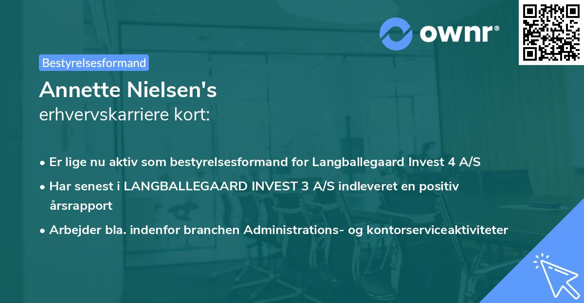 Annette Nielsen's erhvervskarriere kort