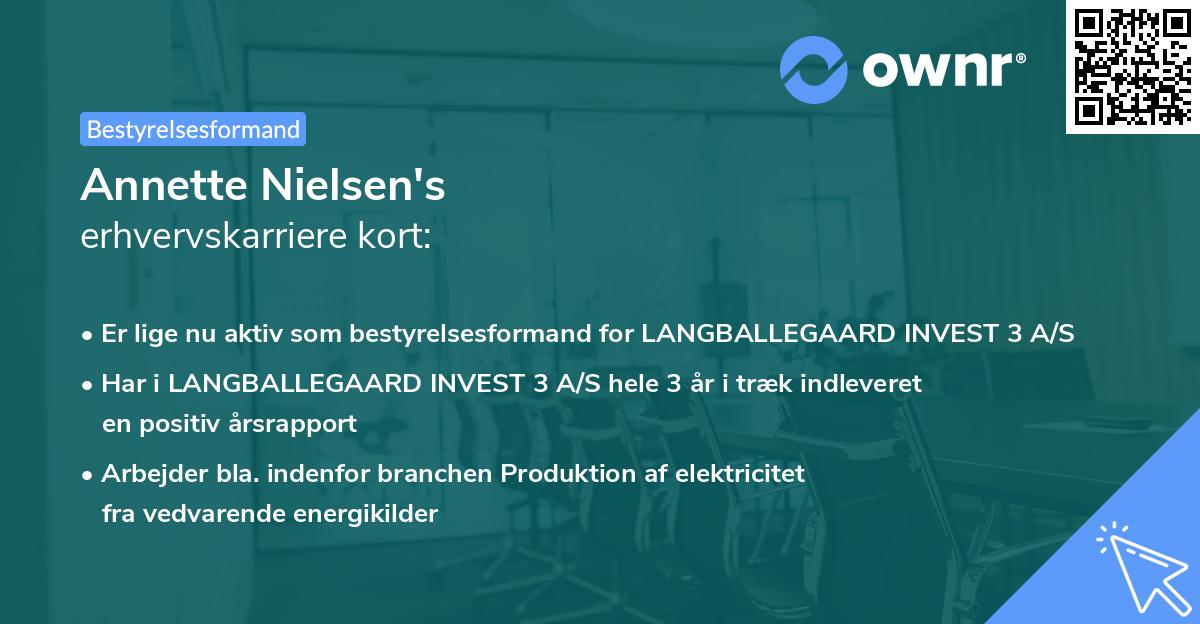 Annette Nielsen's erhvervskarriere kort