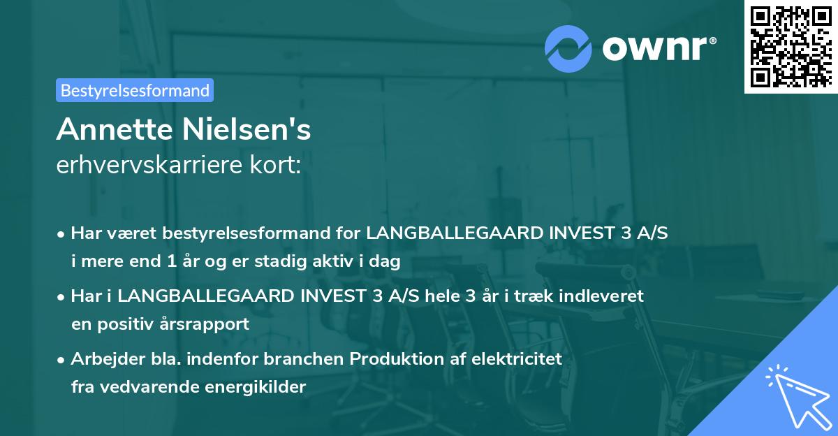 Annette Nielsen's erhvervskarriere kort