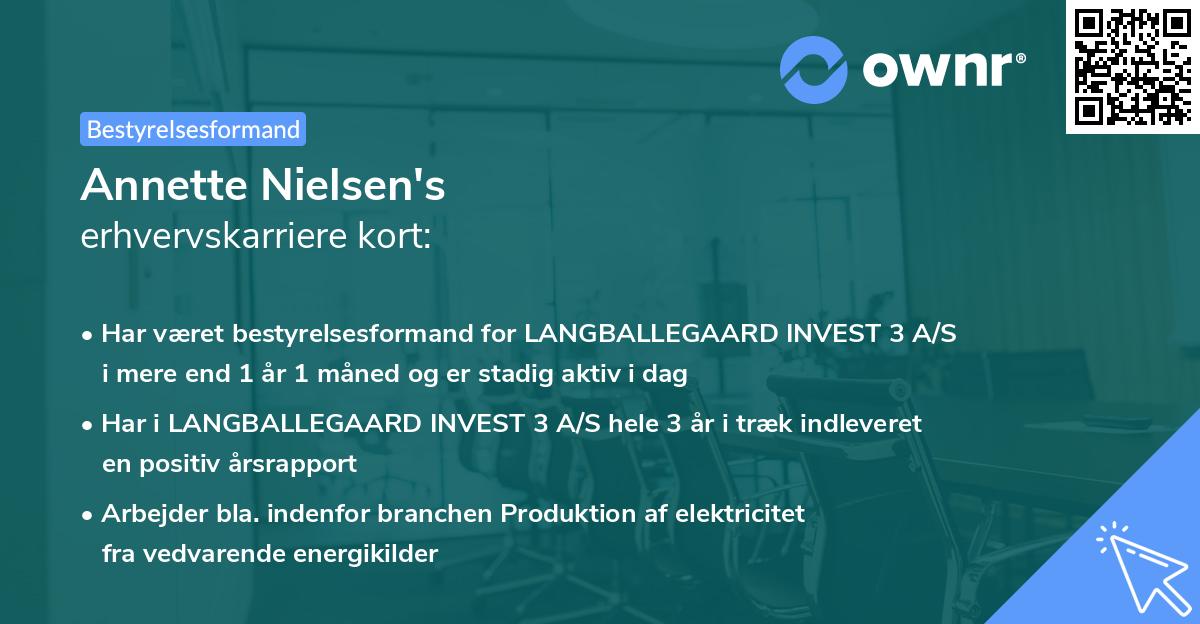 Annette Nielsen's erhvervskarriere kort