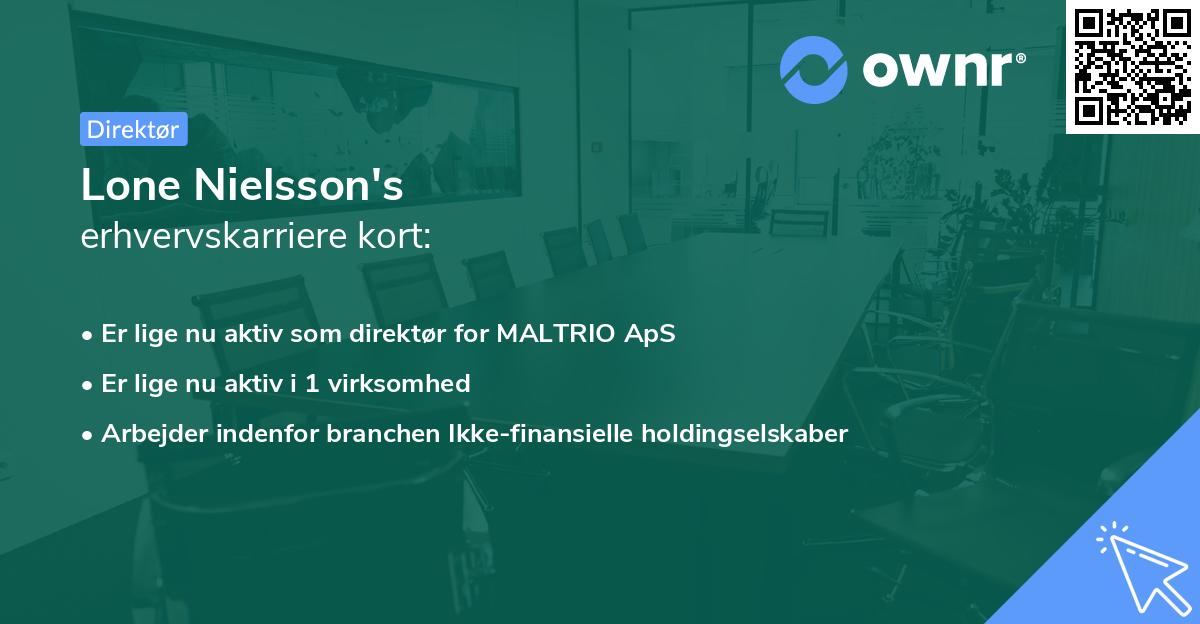 Lone Nielsson's erhvervskarriere kort
