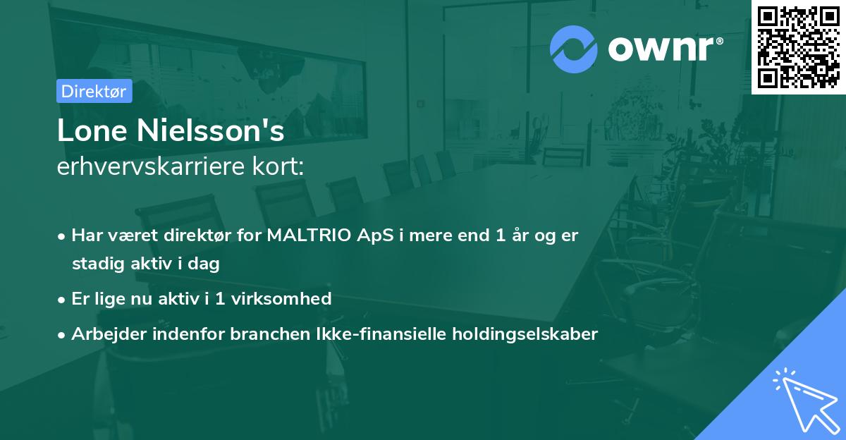 Lone Nielsson's erhvervskarriere kort