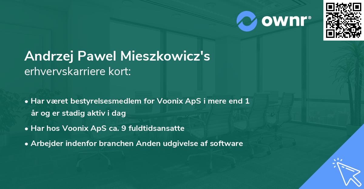 Andrzej Pawel Mieszkowicz's erhvervskarriere kort