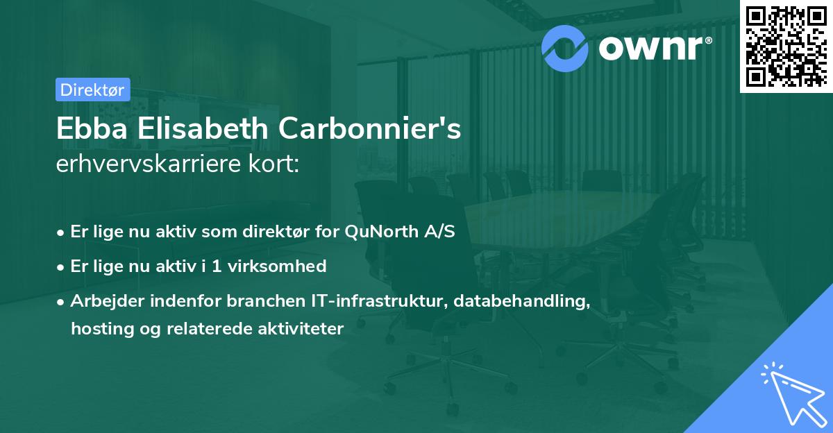 Ebba Elisabeth Carbonnier's erhvervskarriere kort
