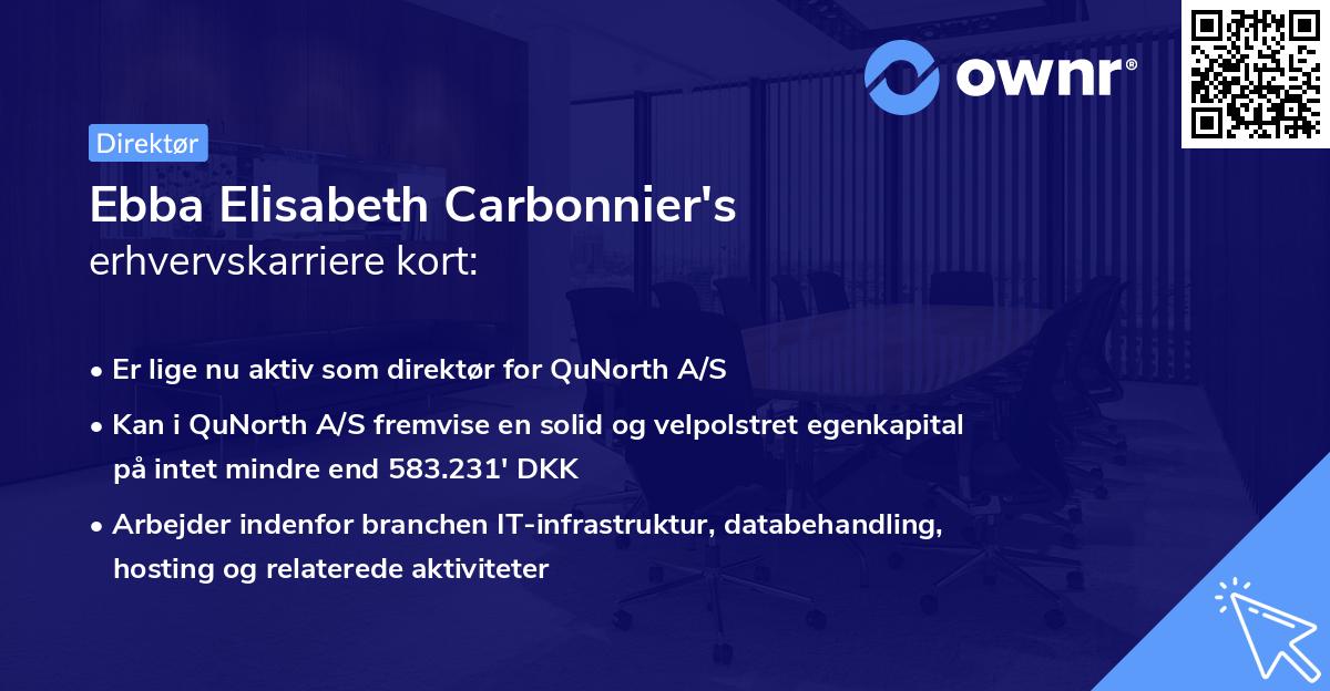 Ebba Elisabeth Carbonnier's erhvervskarriere kort