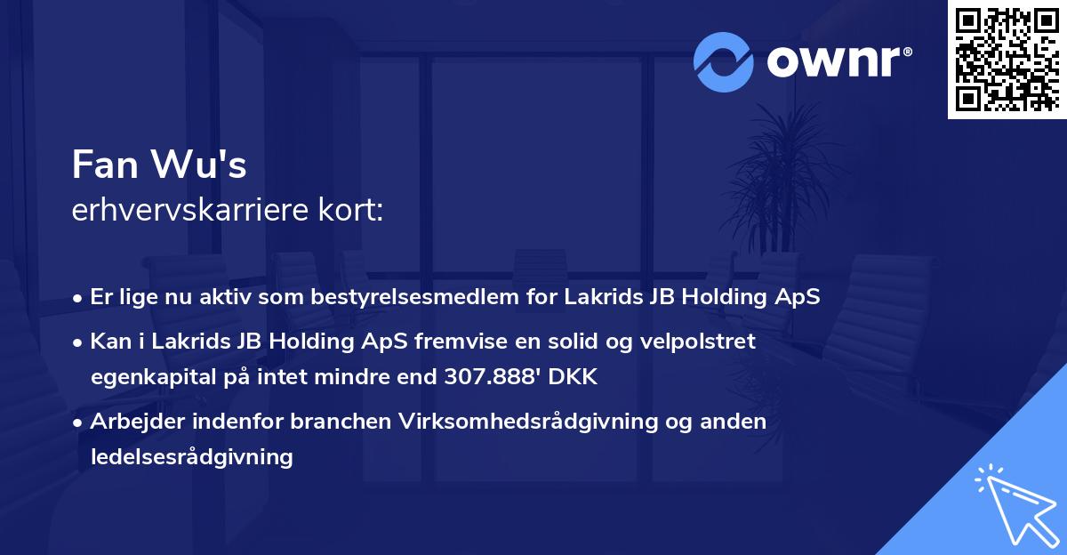 Fan Wu's erhvervskarriere kort