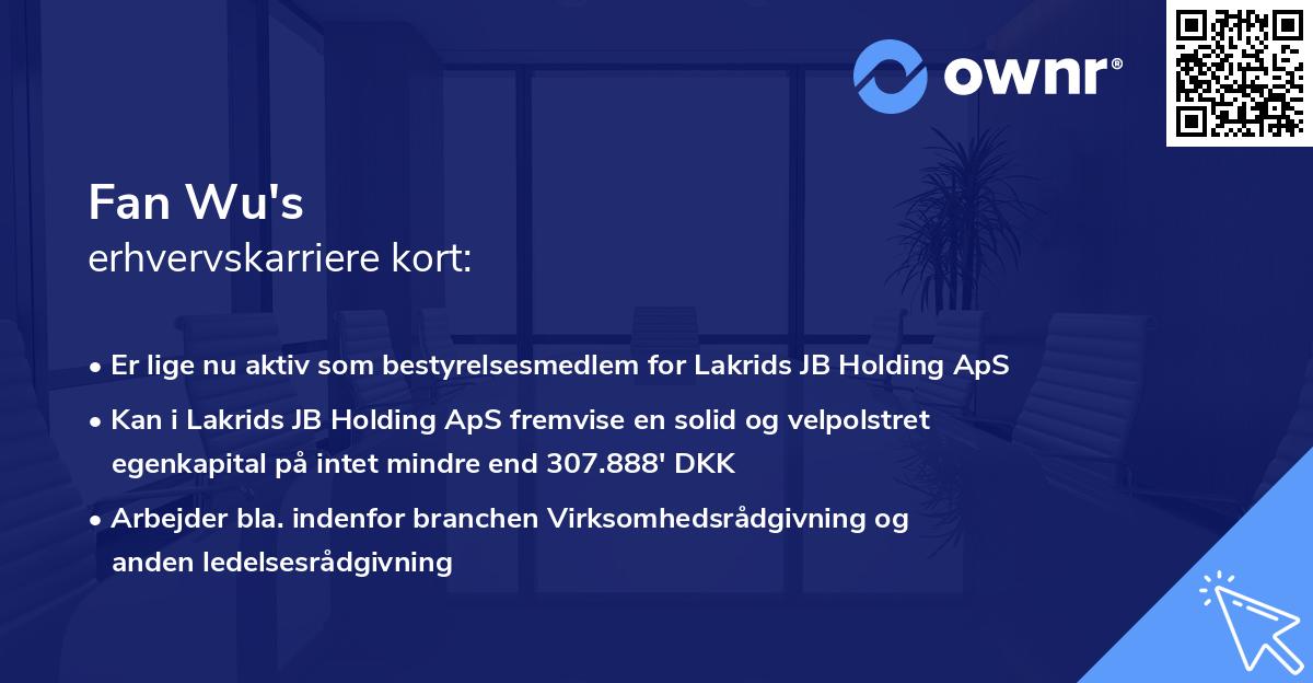 Fan Wu's erhvervskarriere kort