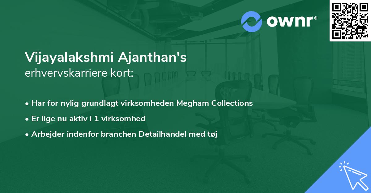 Vijayalakshmi Ajanthan's erhvervskarriere kort