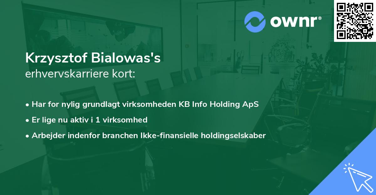 Krzysztof Bialowas's erhvervskarriere kort