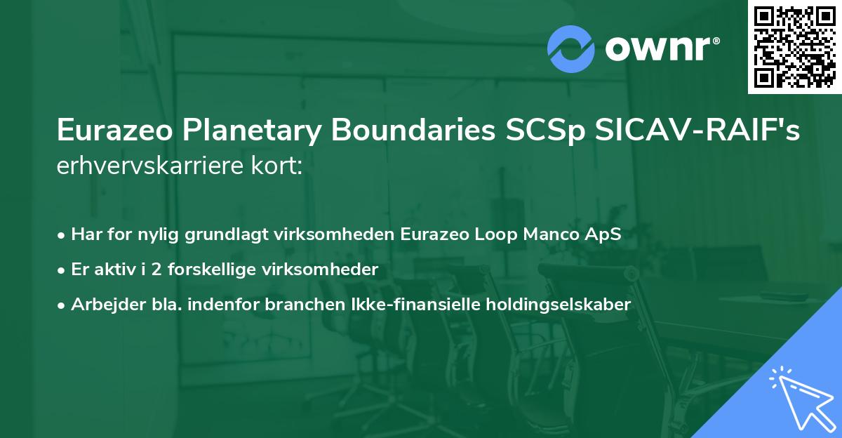 Eurazeo Planetary Boundaries SCSp SICAV-RAIF's erhvervskarriere kort