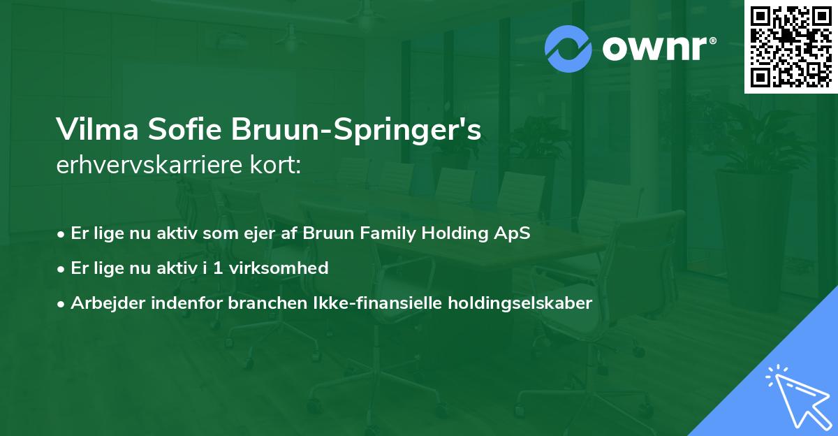 Vilma Sofie Bruun-Springer's erhvervskarriere kort