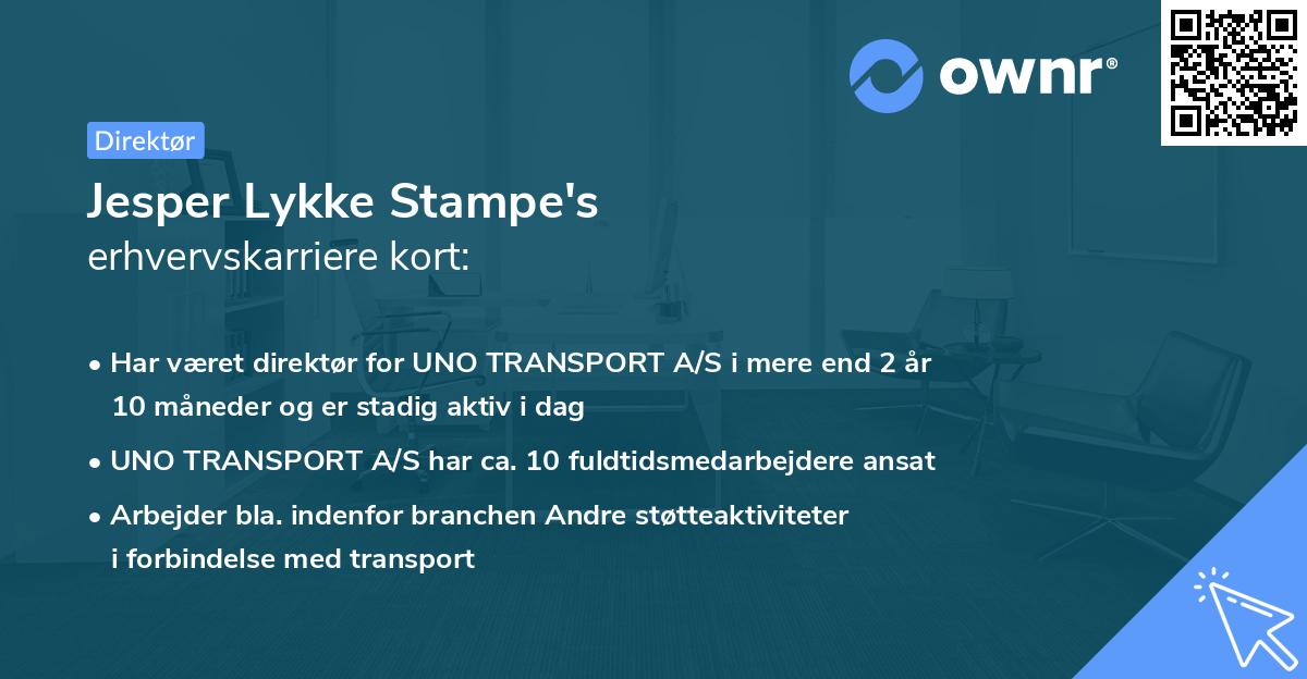 Jesper Lykke Stampe's erhvervskarriere kort