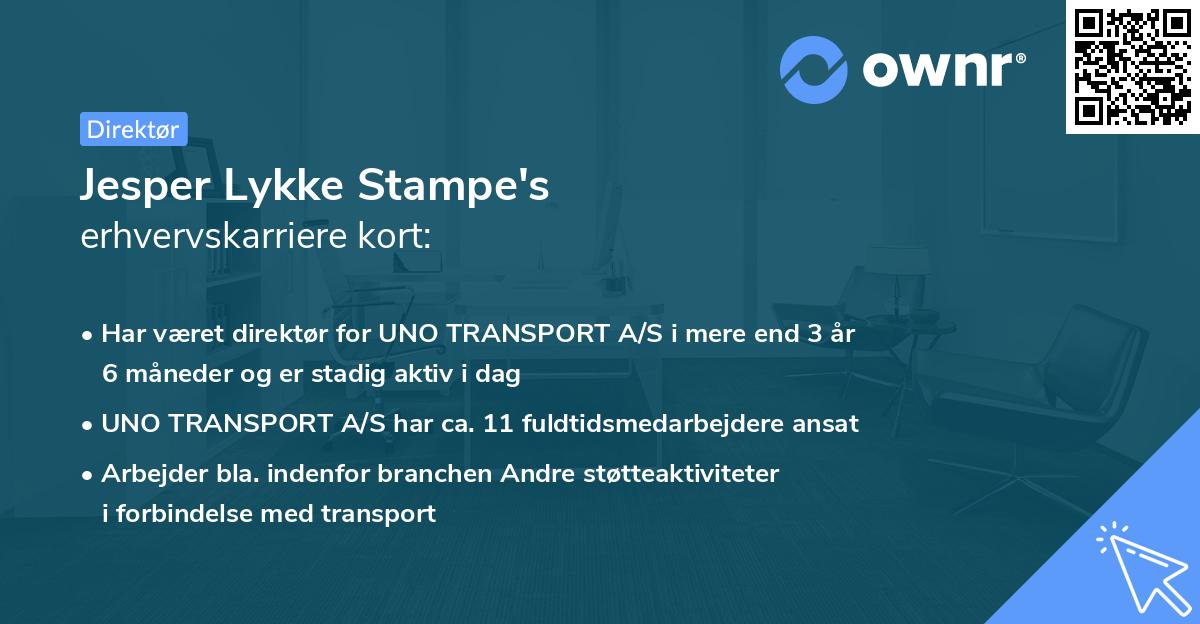 Jesper Lykke Stampe's erhvervskarriere kort