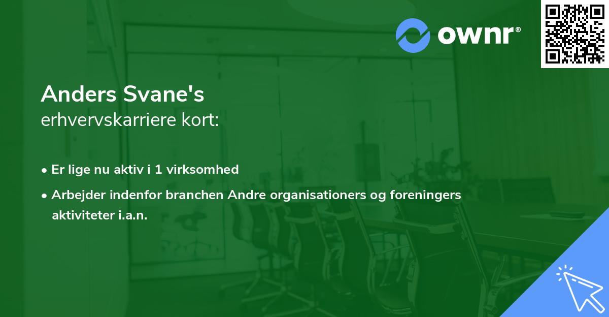 Anders Svane's erhvervskarriere kort