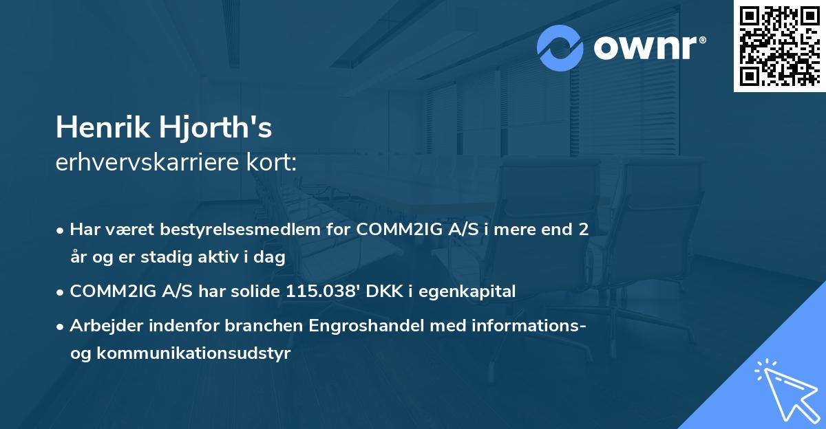 Henrik Hjorth's erhvervskarriere kort