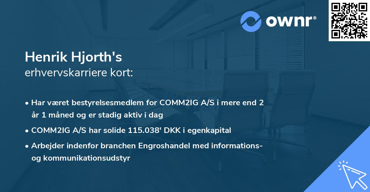 Henrik Hjorth's erhvervskarriere kort