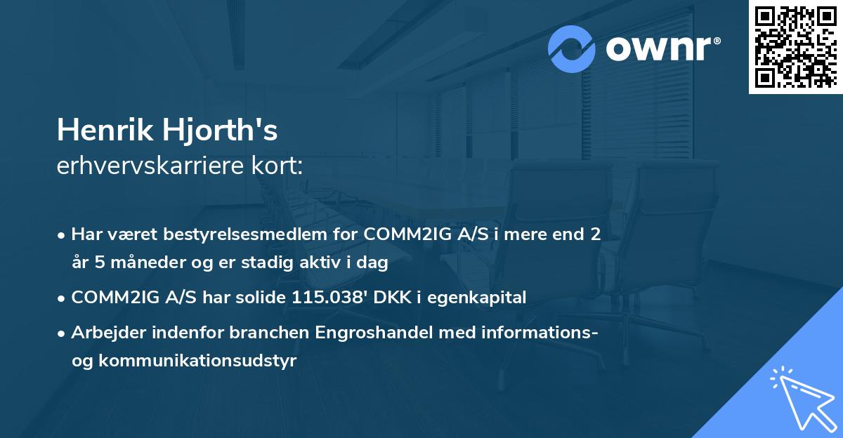 Henrik Hjorth's erhvervskarriere kort