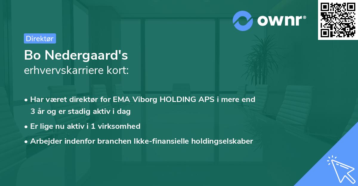 Bo Nedergaard's erhvervskarriere kort