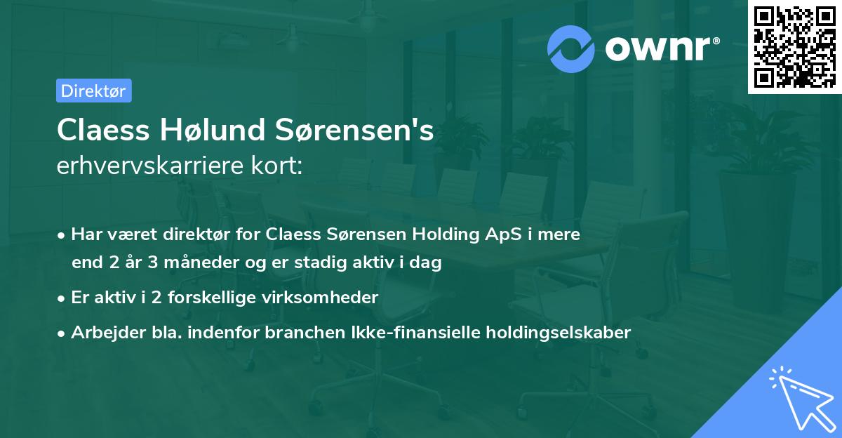 Claess Hølund Sørensen's erhvervskarriere kort