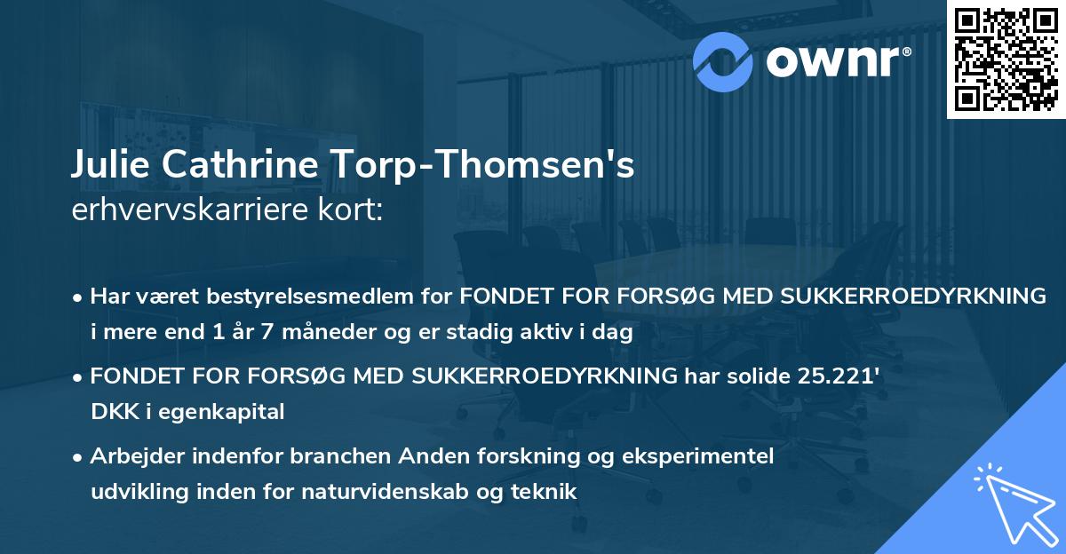 Julie Cathrine Torp-Thomsen's erhvervskarriere kort