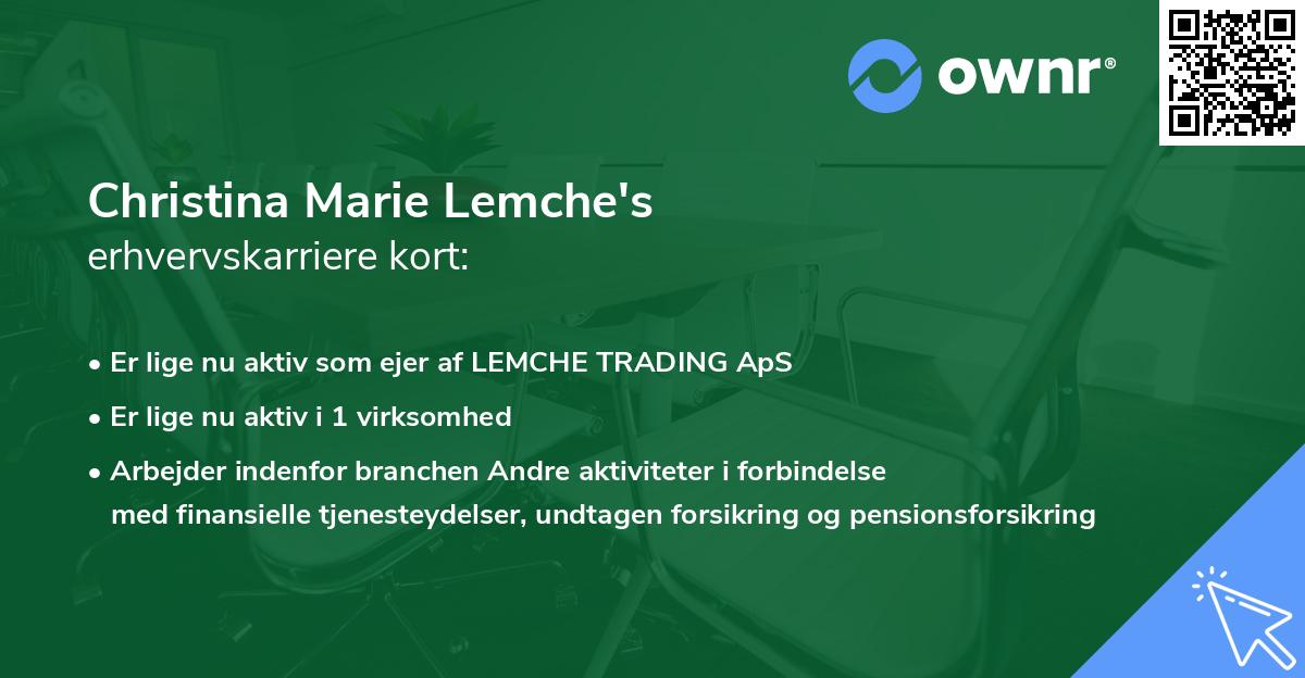 Christina Marie Lemche's erhvervskarriere kort