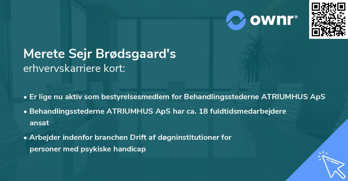 Merete Sejr Brødsgaard's erhvervskarriere kort
