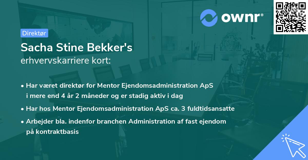 Sacha Stine Bekker's erhvervskarriere kort