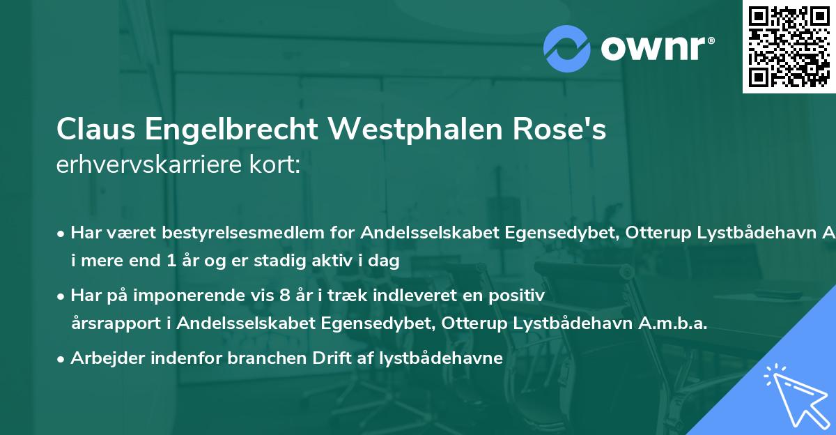 Claus Engelbrecht Westphalen Rose's erhvervskarriere kort