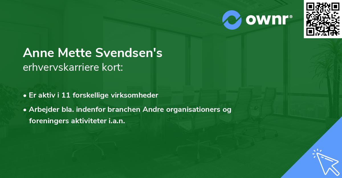 Anne Mette Svendsen's erhvervskarriere kort