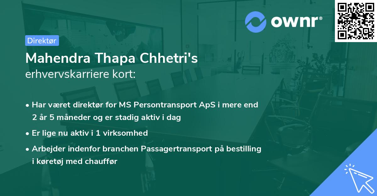 Mahendra Thapa Chhetri's erhvervskarriere kort