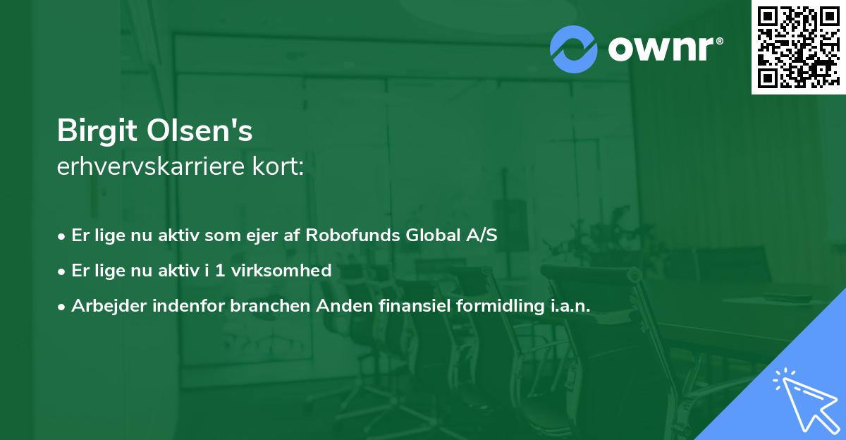 Birgit Olsen's erhvervskarriere kort