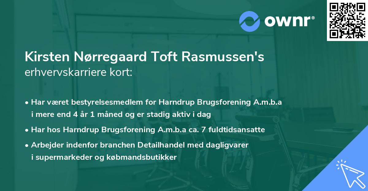 Kirsten Nørregaard Toft Rasmussen's erhvervskarriere kort