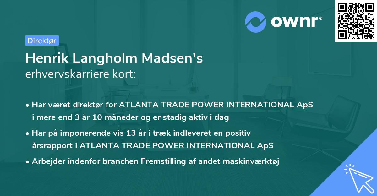 Henrik Langholm Madsen's erhvervskarriere kort