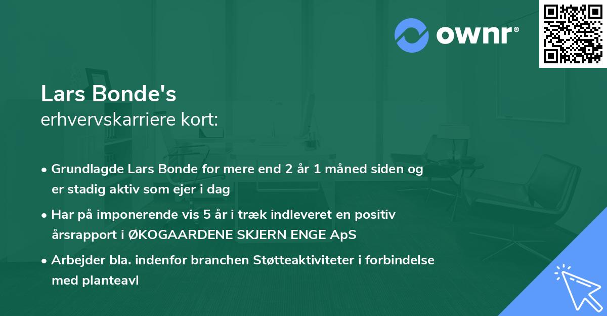 Lars Bonde's erhvervskarriere kort