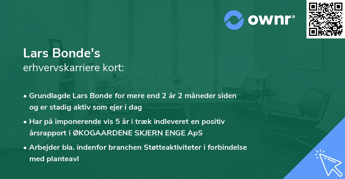 Lars Bonde's erhvervskarriere kort