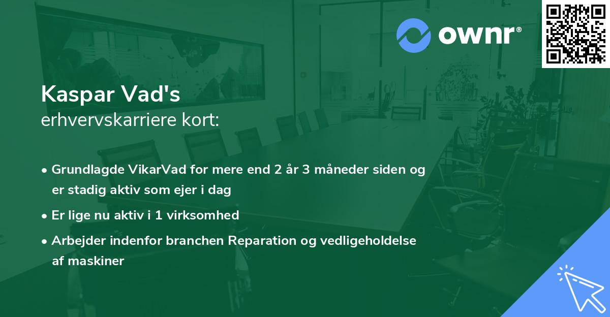 Kaspar Vad's erhvervskarriere kort