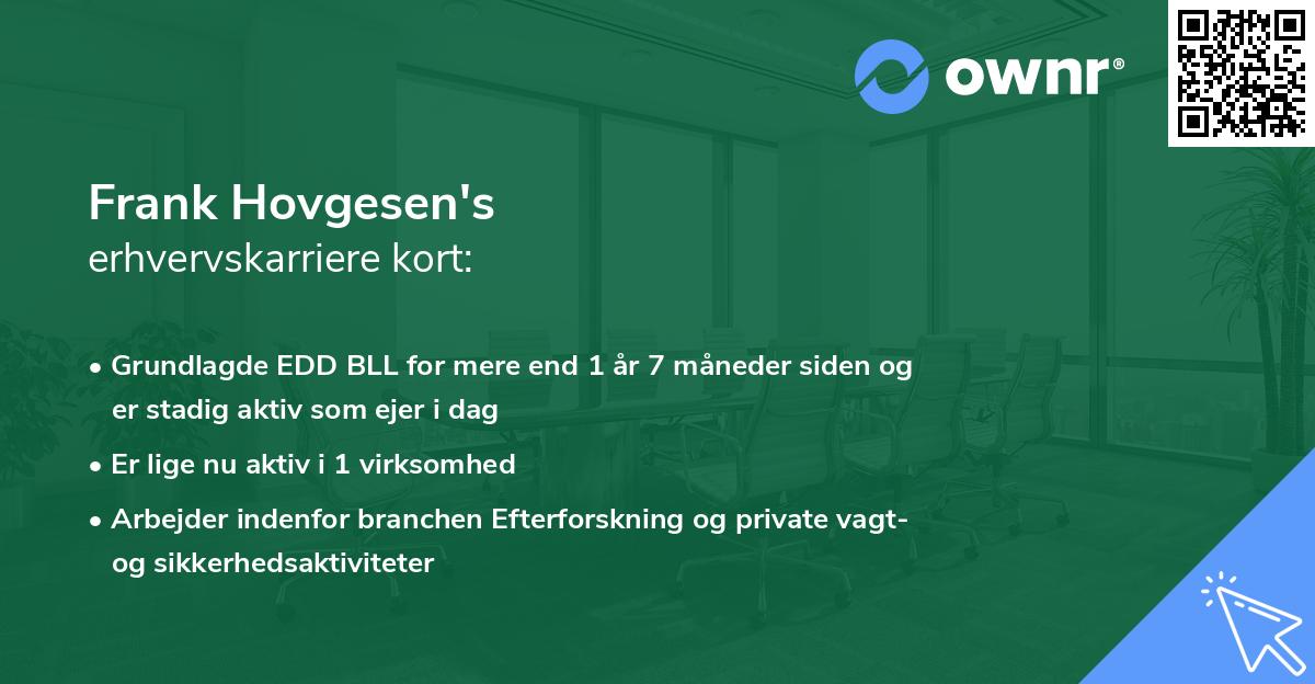 Frank Hovgesen's erhvervskarriere kort