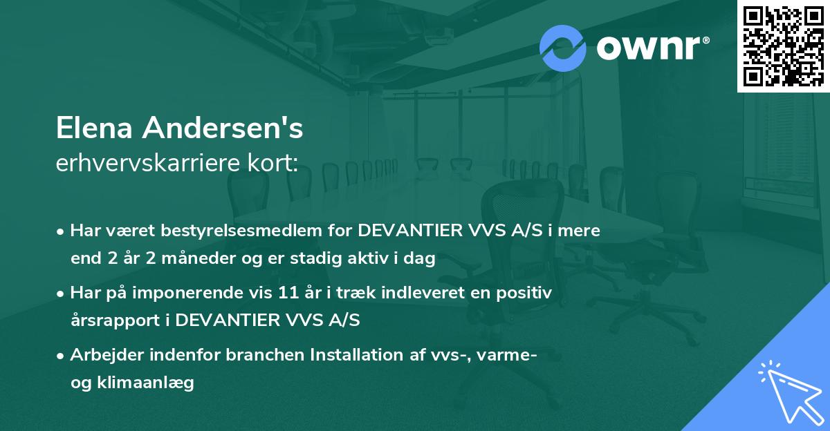 Elena Andersen's erhvervskarriere kort