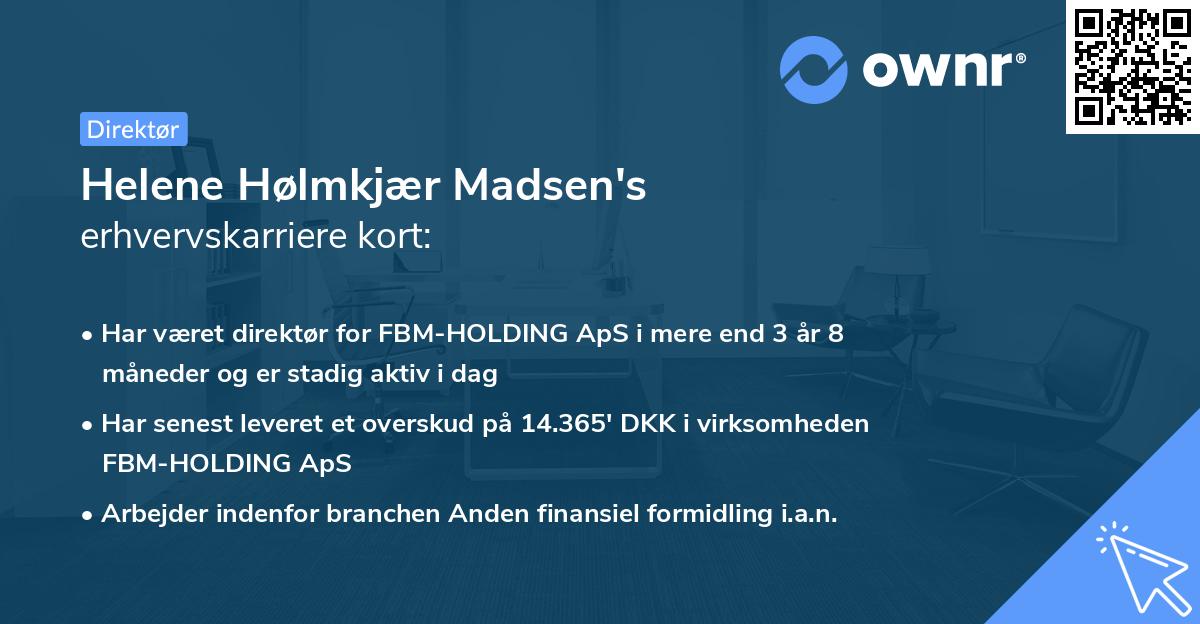 Helene Hølmkjær Madsen's erhvervskarriere kort