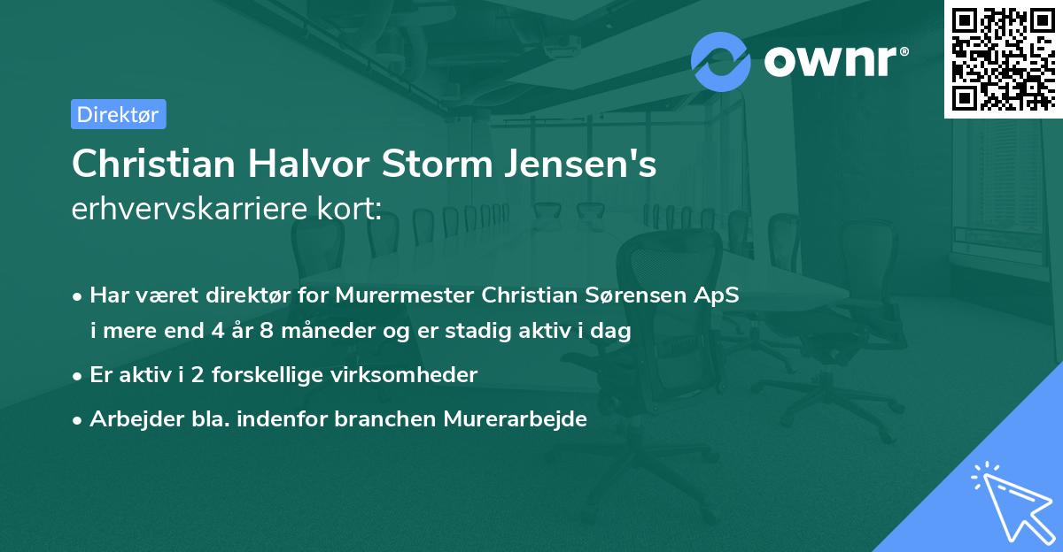 Christian Halvor Storm Jensen's erhvervskarriere kort